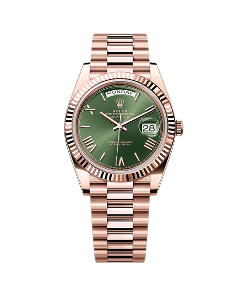 Rolex Day-Date 40mm 228235 Olive Green Rose Gold President - Brand New 12/2025